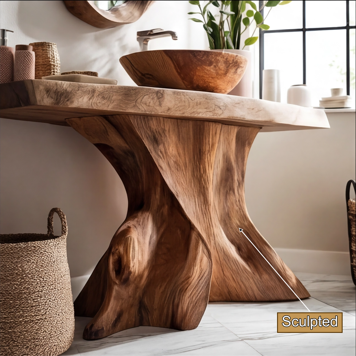 Velthora Rootform Solid Wood Freestanding Bathroom Vanity