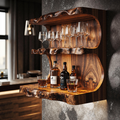 Stylish Vintage Natural Wood Wine Bar Shelf For A Cozy Space