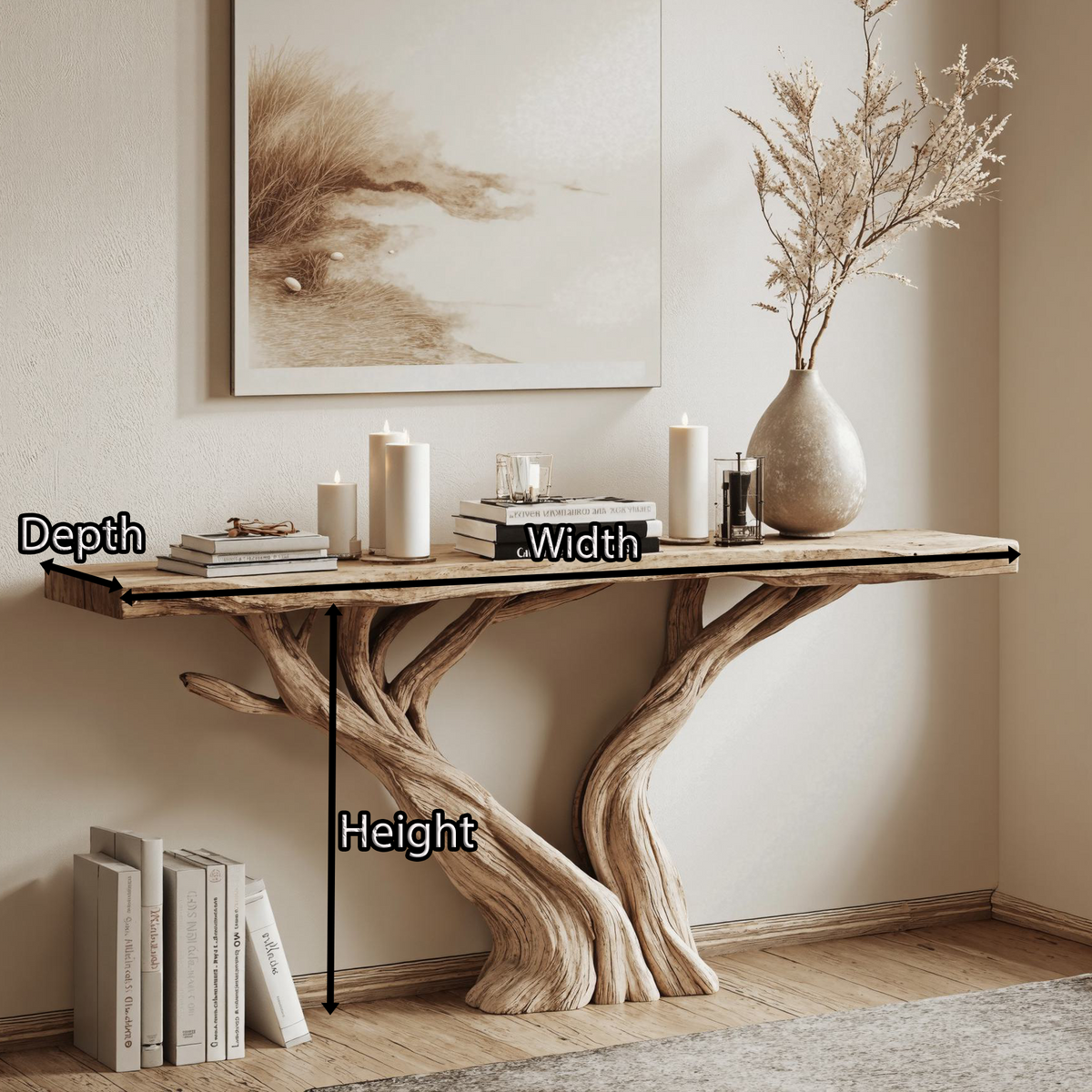 Handcrafted Live Edge Console Table For Rustic Home Decor
