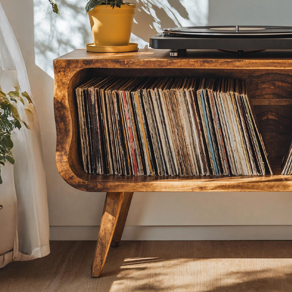 Rustic Record Player Stand Entryway Decor